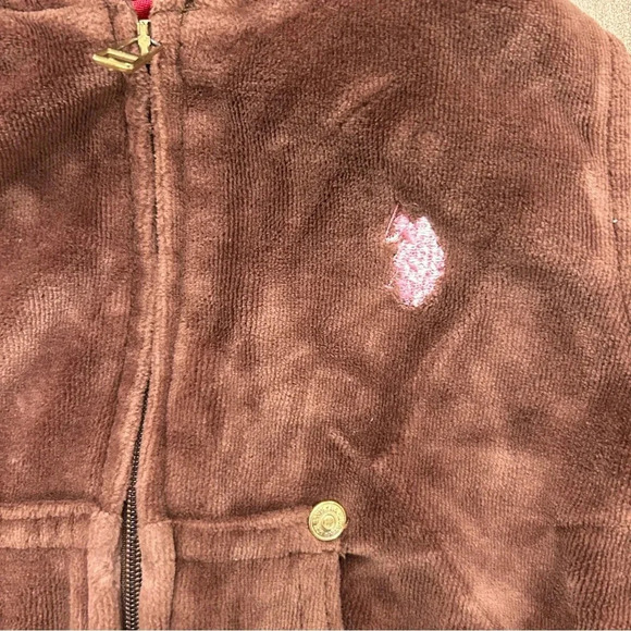 U.S. Polo Assn Brown Baby Zip Up Hoodie Jacket Size 12M - Picture 2 of 8